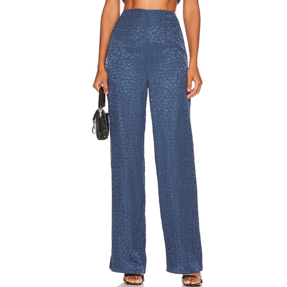 Navy satin flowy pants